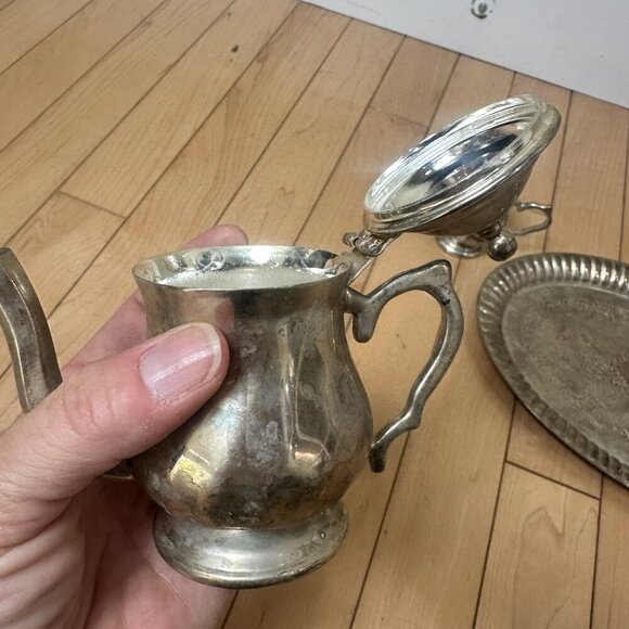 GODINGER SILVER ART Vintage Silverplate Miniature Tea Set with Tray - Picture 6 of 16